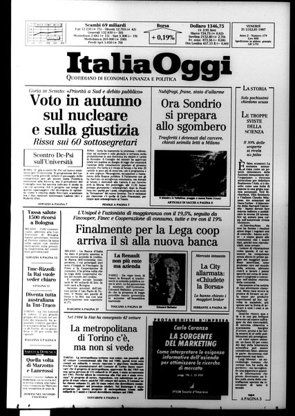 Italia oggi : quotidiano di economia finanza e politica